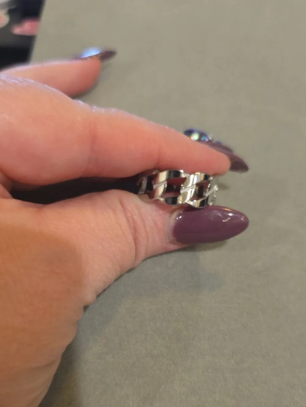 Sterling Silver Chain Link Ring - Polished Silver